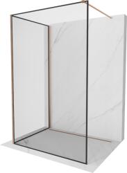 Mexen Kioto zuhanyfal Walk-in 130 x 100 cm, fekete keret, szálcsiszolt réz - 800-130-212-65-70-100 (800-130-212-65-70-100)