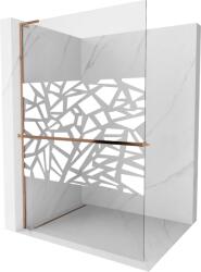 Mexen Kioto+ L zuhanyfal polccal Walk-in 120 x 200 cm, fehér minta, rózsaarany - 800-120-123-60-85 (800-120-123-60-85)