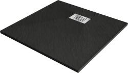 Mexen Hugo SMC négyzet alakú zuhanytál 90 x 90 cm, fekete, inox takaró - 42709090-X (42709090-X)