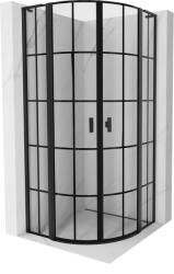 Mexen Mist L félköríves zuhanykabin, nyitható, 100 x 100 cm, fekete rács, fekete - 8A32L-100-100-70-77 (8A32L-100-100-70-77)