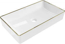 Mexen Nadia asztali mosdókagyló 62 x 35 cm, fehér/arany perem - 21616005 (21616005)