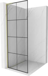 Mexen Kioto L zuhanyfal Walk-in 70 x 200 cm, fekete rács, arany kefélt - 800-070-103-55-77 (800-070-103-55-77)