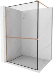 Mexen Kioto+ zuhanyfal polccal Walk-in 80 x 200 cm, fekete keret, kefézett réz - 800-080-121-65-70 (800-080-121-65-70)