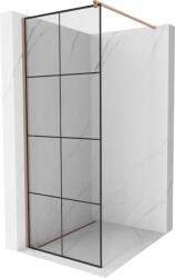 Mexen Kioto zuhanyfal Walk-in 90 x 200 cm, fekete rácsos 8 mm, kefe hatású réz - 800-090-101-65-77 (800-090-101-65-77)