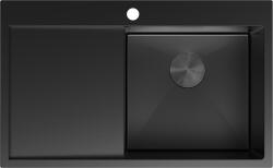 Mexen Exar egy tálcás rozsdamentes acél mosogató csepegtetővel, jobbos 780 x 480 mm, fekete - 6434781010P-70 (6434781010P-70)