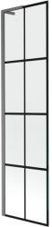 Mexen Next L fürdőkád paraván 1-szárnyú 50 x 150 cm, fekete rácsos, gun gray kefélt - 895-050-000-03-77-66 (895-050-000-03-77-66)