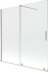 Mexen Velar 2-szárnyú toló kádparaván 160 x 150 cm, átlátszó, szálcsiszolt nikkel - 896-160-000-01-97 (896-160-000-01-97)
