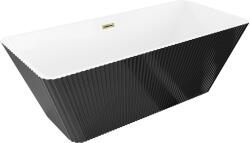 Mexen Tava szabadon álló bordázott kád 170 x 75 cm, fehér/fekete, arany túlfolyó - 52851707575-50 (52851707575-50)