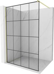 Mexen Kioto Walk-in zuhanyfal 150 x 200 cm, fekete rácsos 8 mm, arany kefe - 800-150-101-55-77 (800-150-101-55-77)