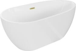 Mexen Eos szabadon álló kád 170 x 75 cm, fehér, arany kefélt túlfolyó - 52471707500-55 (52471707500-55)
