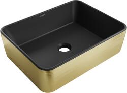 Mexen Catia asztali mosdókagyló 48 x 37 cm, fekete matt/arany vonal minta - 21314877 (21314877)