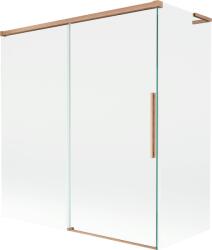 Mexen Rox L 2-paneles, elcsúsztatható, 150 + 70 x 150 cm-es fürdőszobai paraván, átlátszó, kefélt réz - 8C9L-150-070-65-00 (8C9L-150-070-65-00)