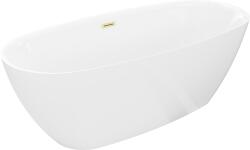 Mexen Luvo Slim szabadon álló kád 170 x 75 cm, fehér, arany szálcsiszolt túlfolyó - 52801707500-55 (52801707500-55)
