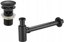  Mexen kör alakú mosdó fél szifon kerámia klikkel záródó dugóval, túlfolyós, antik fekete - 7992050-79 (7992050-79)