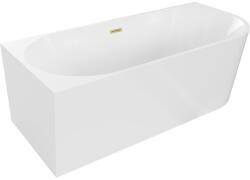 Mexen Mia szabadon álló sarokkád bal 140 x 75 cm, fehér, arany szálcsiszolt túlfolyó - 52691407500L-55 (52691407500L-55)