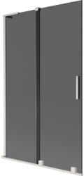 Mexen Velar L kétpaneles, tolóajtós fürdőszobai paraván 110 x 150 cm, grafit, csiszolt nikkel - 896-110-003-41-97 (896-110-003-41-97)