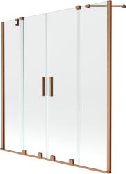 Mexen Velar Duo kétszárnyú, eltolható fürdőkádparaván 140 x 150 cm, átlátszó, kefélt réz - 896-140-000-02-65 (896-140-000-02-65)