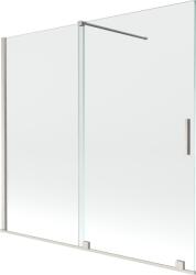 Mexen Velar 2-szárnyú kádparaván, toló, 170 x 150 cm, átlátszó, szálcsiszolt nikkel - 896-170-000-01-97 (896-170-000-01-97)
