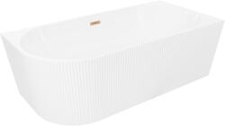 Mexen Silo szabadon álló sarokkád jobbos bordázott 150 x 75 cm, fehér, szálcsiszolt réz túlfolyó - 52891507500P-65 (52891507500P-65)