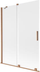 Mexen Velar 2-szárnyú toló fürdőszobai paraván 130 x 150 cm, zúzmara, kefe hatású réz - 896-130-000-31-65 (896-130-000-31-65)