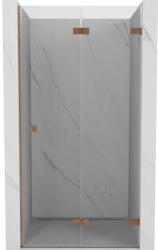 Mexen Lunar-F összecsukható zuhanyajtó jobbkezes 85 cm, átlátszó, kefe réz - 836-085-000-65-00-P (836-085-000-65-00-P)