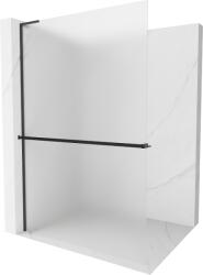 Mexen Kioto+ L zuhanyfal polccal, Walk-in 80 x 200 cm, frosted, fekete - 800-080-123-70-30 (800-080-123-70-30)