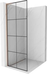 Mexen Kioto L zuhanyfal Walk-in 90 x 200 cm, fekete rács, csiszolt réz - 800-090-103-65-77 (800-090-103-65-77)