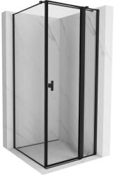 Mexen Mist T jobbos nyíló zuhanykabin 75 x 75 cm, fekete keret, fekete - 8A4T-075-075-70-70-P (8A4T-075-075-70-70-P)