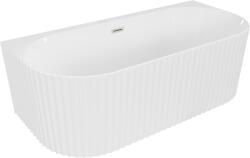 Mexen Sella szabadon álló oldalfali bordázott kád 170 x 80 cm, fehér fényes, kefélt nikkel túlfolyóval - 52711708000-97 (52711708000-97)