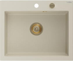 Mexen Elix gránit mosogató 1-medencés 600 x 500 mm, bézs, arany szifon - 6525601005-69-G (6525601005-69-G)