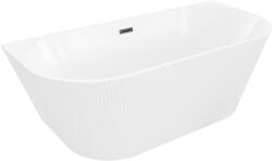 Mexen Oris szabadon álló fal melletti bordázott kád 170 x 80 cm, fehér, fekete túlfolyó - 52871708000-70 (52871708000-70)