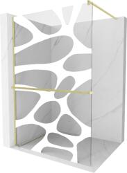 Mexen Kioto+ zuhanyfal polccal Walk-in 100 x 200 cm, fehér hullám, arany kefélt - 800-100-121-55-97 (800-100-121-55-97)