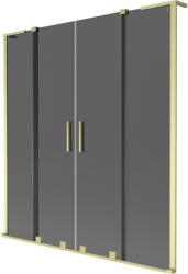 Mexen Velar L Duo kádparaván, 2 szárnyú tolható, 140 x 150 cm, grafit, arany kefélt - 896-140-003-42-55 (896-140-003-42-55)