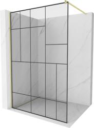Mexen Kioto Walk-in Zuhanyfal 90 x 200 cm, fekete mintázat 8 mm, arany kefélt - 800-090-101-55-78 (800-090-101-55-78)