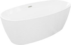 Mexen Lira szabadon álló kád minta 170 x 80 cm, fehér, túlfolyó kefélt nikkel - 52831708000-97 (52831708000-97)