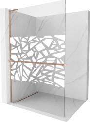 Mexen Kioto+ L zuhanyfal polccal Walk-in 70 x 200 cm, fehér minta, kefélt réz - 800-070-123-65-85 (800-070-123-65-85)