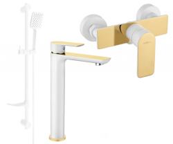 Mexen Alfa DF62 zuhanykészlet, fehér/arany - 745714DF62-25 (745714DF62-25)