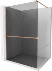 Mexen Kioto+ zuhanyfal polccal Walk-in 130 x 200 cm, grafit, kefélt réz - 800-130-121-65-40 (800-130-121-65-40)