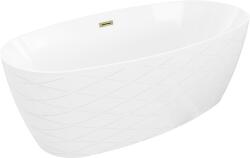 Mexen Olea szabadon álló kád minta 170 x 80 cm, fehér, arany túlfolyó - 52821708000-50 (52821708000-50)