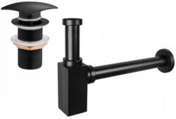  Mexen félszifon mosdóhoz, négyzet alakú, klikk-klakk dugóval, túlfolyó nélküli, fekete - 7991660-70 (7991660-70)