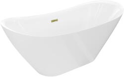 Mexen Lotos szabadon álló kád 140 x 75 cm, fehér, arany túlfolyó - 52051407700-50 (52051407700-50)