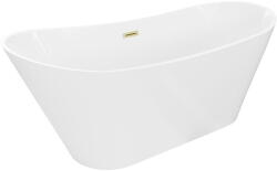 Mexen Dora szabadon álló kád 160 x 75 cm, fehér, túlfolyó arany kefe - 52071607500-55 (52071607500-55)