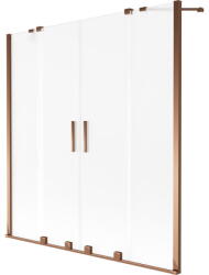 Mexen Velar Duo 2-szárnyú, toló fürdőkád paraván 140 x 150 cm, matt, rózsaarany - 896-140-000-32-60 (896-140-000-32-60)