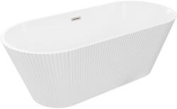 Mexen Yara szabadon álló hullámos kád 170 x 75 cm, fehér, kefélt nikkel túlfolyóval - 52861707500-97 (52861707500-97)