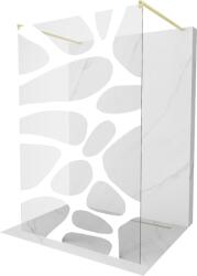 Mexen Kioto szabadonálló zuhanyfal 140 x 200 cm, fehér hullám 8 mm, arany kefélt - 800-140-002-55-97 (800-140-002-55-97)