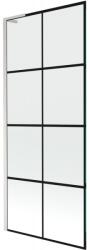 Mexen Next L fürdőkádparaván 1-szárnyú 80 x 150 cm, fekete rácsozat, csiszolt nikkel - 895-080-000-03-77-97 (895-080-000-03-77-97)