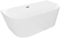 Mexen Oval Slim szabadon álló, fal melletti kád 170 x 80 cm, fehér, gun metal túlfolyó - 52661708000-95 (52661708000-95)