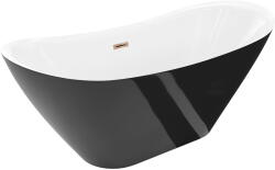 Mexen Lotos szabadon álló kád 180 x 75 cm, fehér/fekete, túlfolyó rózsaarany - 52051807775-60 (52051807775-60)