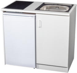 Evido WEEKEND minikonyha bal oldali hűtővel, indukciós főzőlappal, egymedencés rozsdamentes mosogatóval (442020)