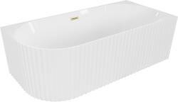 Mexen Gia szabadon álló sarokkád bordázott jobb 150 x 75 cm, fehér fényes, arany kefe túlfutás - 52701507500P-55 (52701507500P-55)